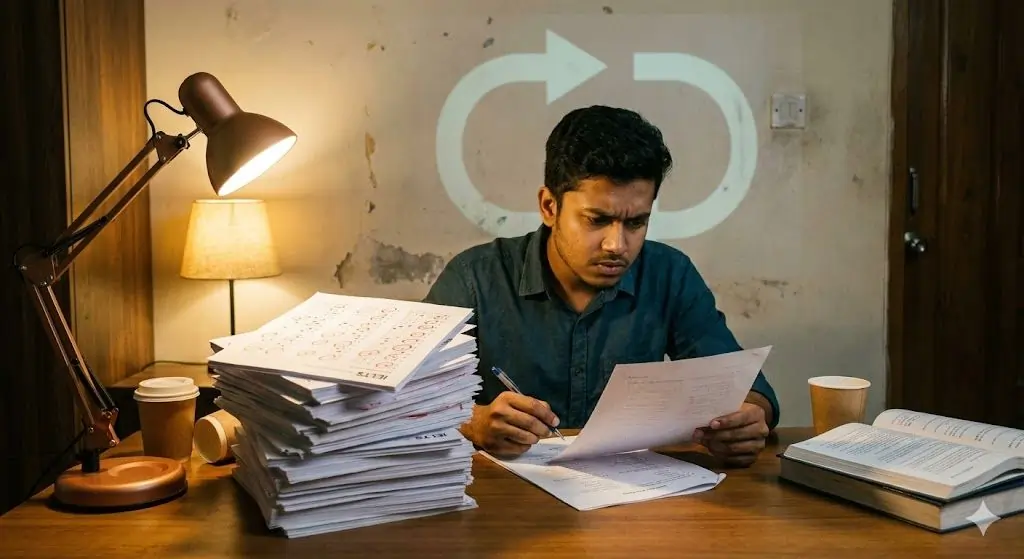 Student studying alone without feedback