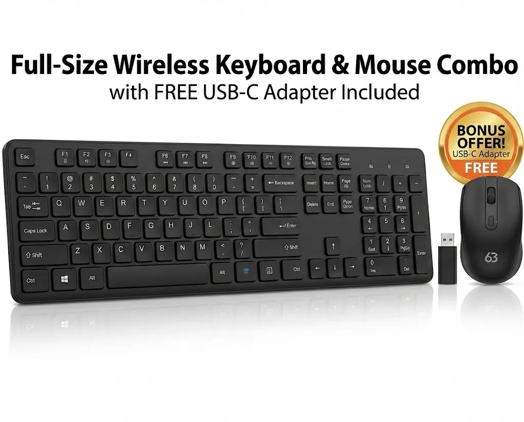 Gigasonic Wireless Keyboard & Mouse (with FREE usb-c OTG)